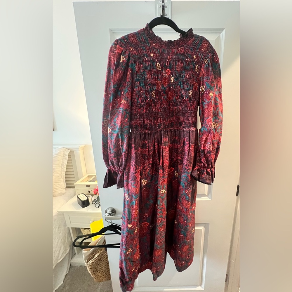 Floral Long Sleeve Dress in Burgundy